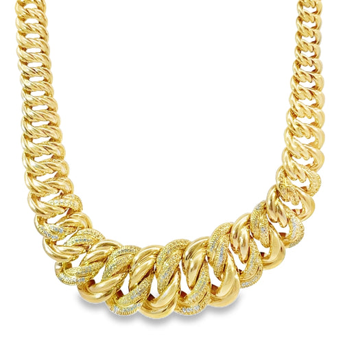 14K Gold Chain Princessa with White CZ Stones and Plain Clasp