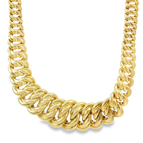 14K Gold Chain Princessa with White CZ Stones and Plain Clasp