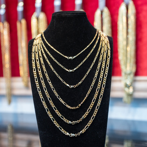 14KT Gold Chain Hollow Figaro Plain 1.5mm