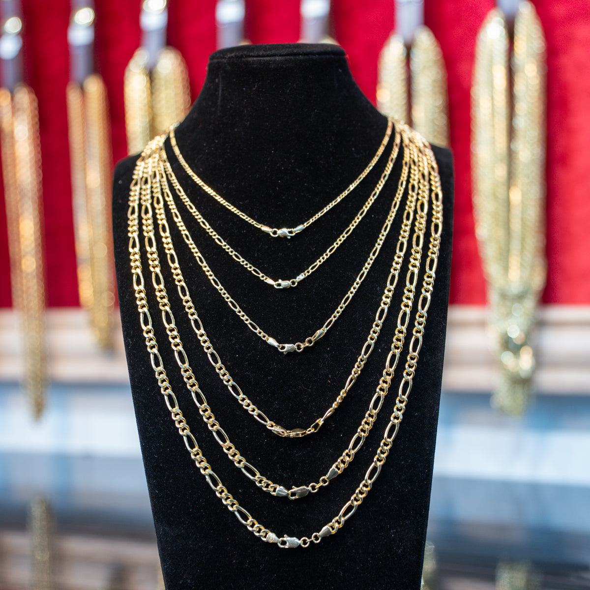 14KT Gold Chain Hollow Figaro Plain 5mm