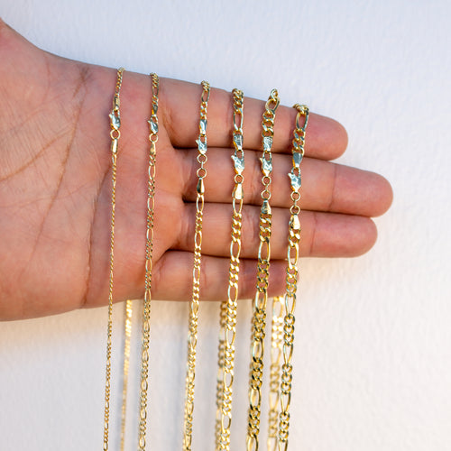 14KT Gold Chain Hollow Figaro Plain 5mm