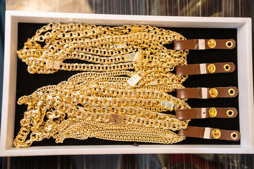 14KT Gold Chain Hollow Chino with White CZ Lock 2mm