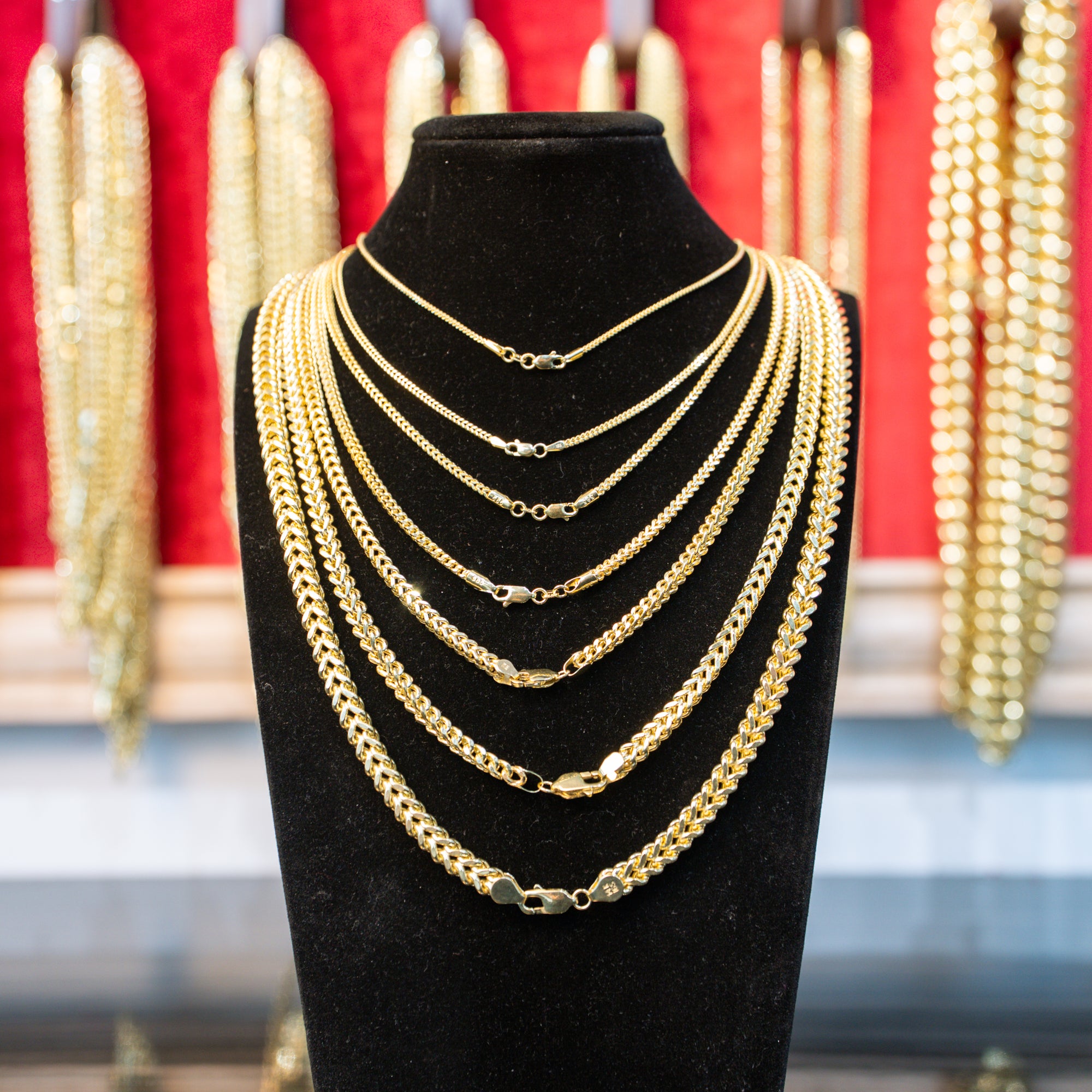 14KT Gold Chain Hollow Box Franco 3.5mm