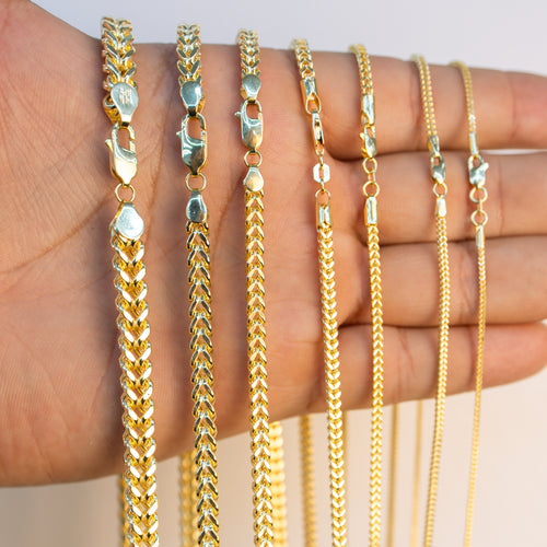 14KT Gold Chain Hollow Box Franco 9mm