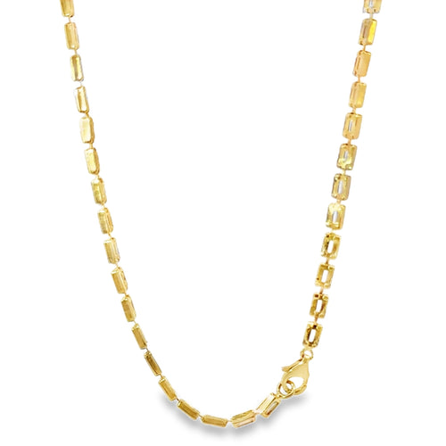 14K Gold Chain Baguette Tennis Chain with White CZ Stones and Plain Clasp 3.5mm