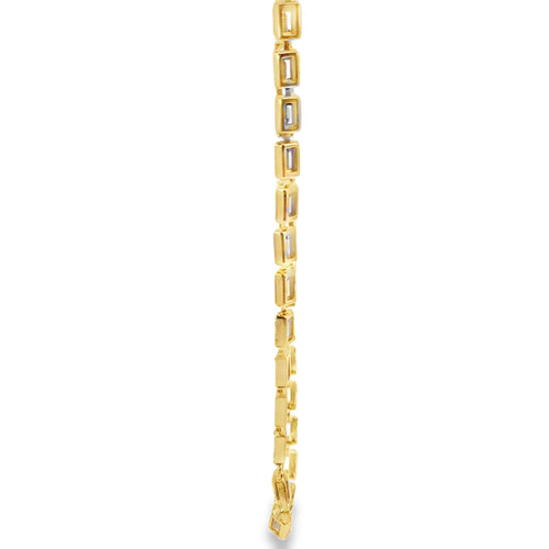 14K Gold Chain Baguette Tennis Chain with White CZ Stones and Plain Clasp 3.5mm