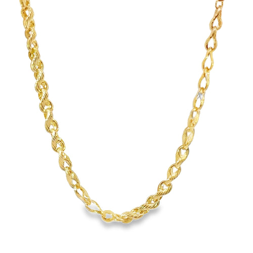 14KT Gold Chain Hollow Fancy Rope Link with Plain Clasp 5mm