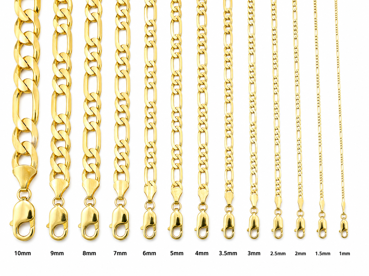 14KT Gold Bracelet Hollow Figaro 2mm