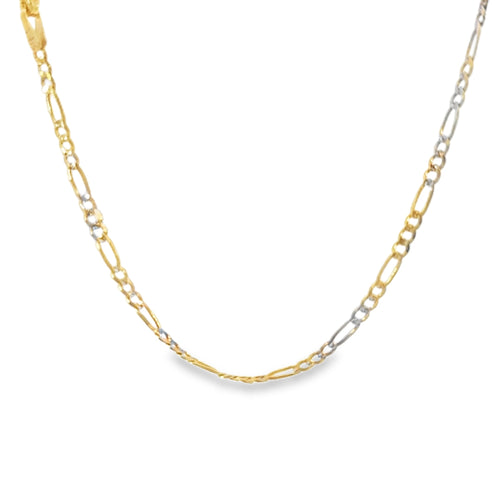 14KT Gold Chain Hollow Figaro Pave 2.5mm