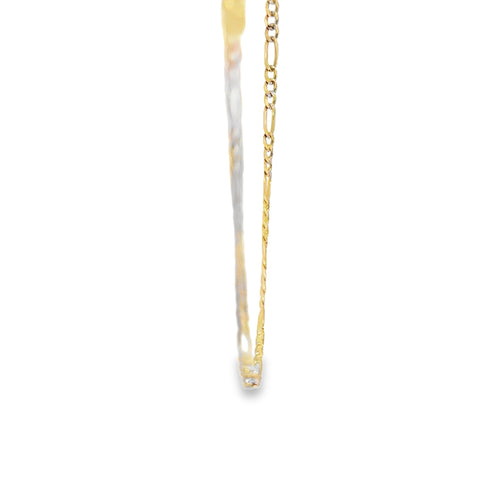 14KT Gold Chain Hollow Figaro Pave 2.5mm
