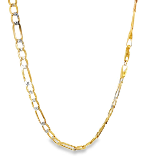 14KT Gold Chain Hollow Figaro Pave 6mm