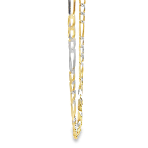 14KT Gold Chain Hollow Figaro Pave 7mm