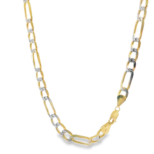 14KT Gold Chain Hollow Figaro Pave 7mm