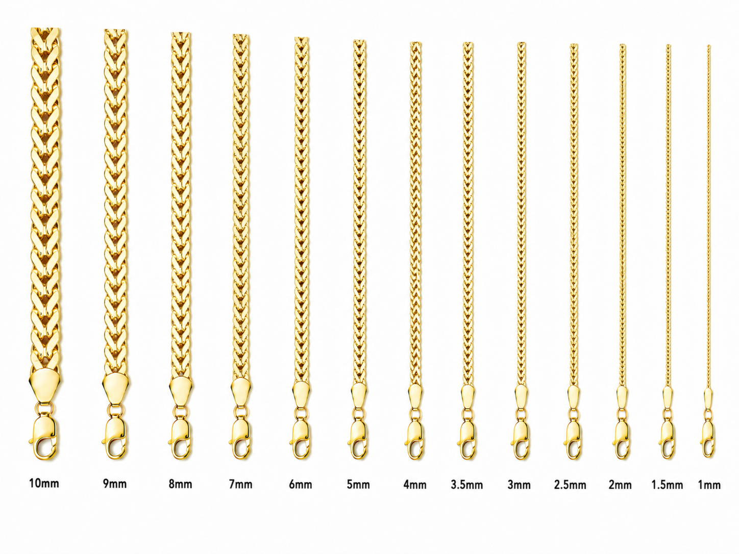 14KT Gold Chain Hollow Flat Franco 3mm