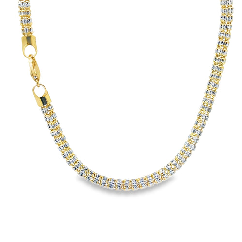 14KT Gold Chain Two Tone Ice Yellow/ White 6mm