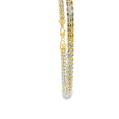 14KT Gold Chain Two Tone Ice Yellow/ White 6mm