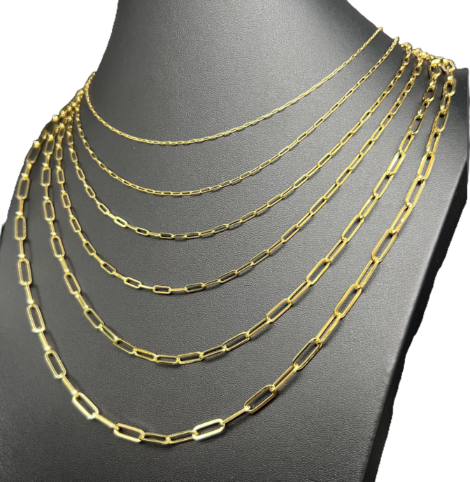 14KT Gold Chain Solid Paper Clip 1.5mm