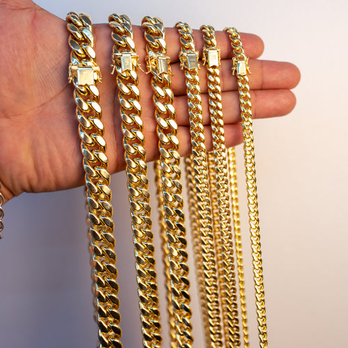 14KT Gold Bracelet Hollow Puffy Miami Cuban with Plain Box Clasp 14.5mm