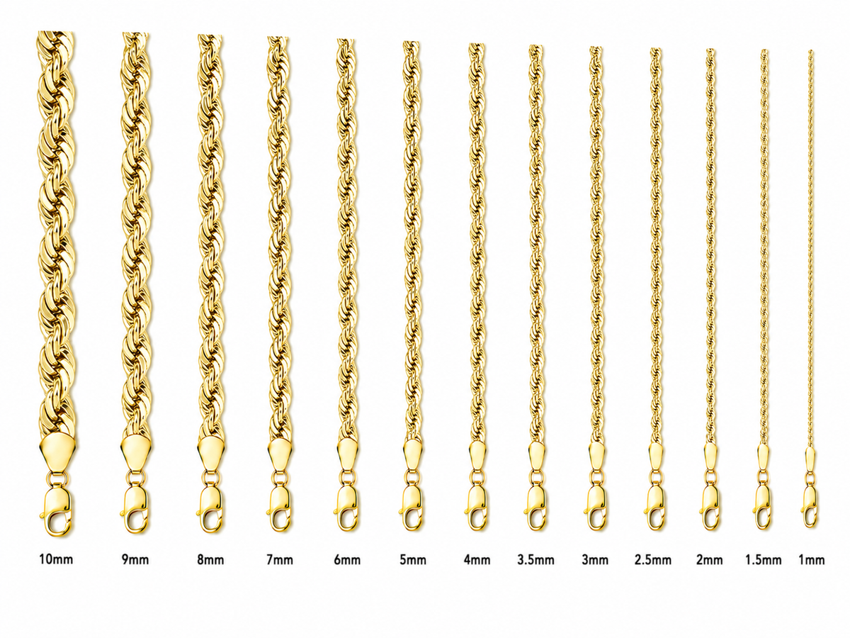 14KT Gold Bracelet Hollow Diamond Cut Rope 10mm