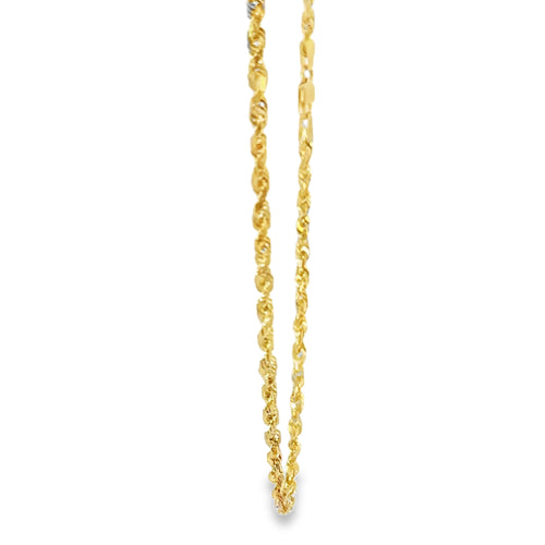 14KT Gold Chain Semi-Solid Diamond Cut Rope 2.5mm