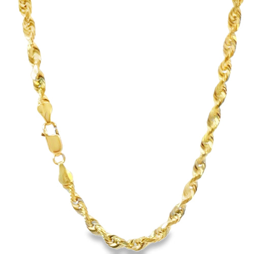 14KT Gold Chain Hollow Cashmere Diamond Cut Rope 4.5mm