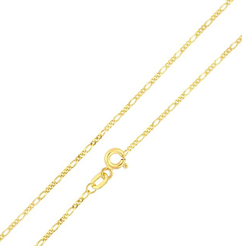 14KT Gold Chain Hollow Figaro Plain with Spring Lock Clasp 2mm