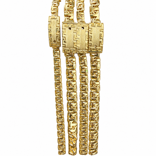 14KT Gold Chain Hollow T Bar Greek Chino Link with Greek Pin Lock 1.5mm