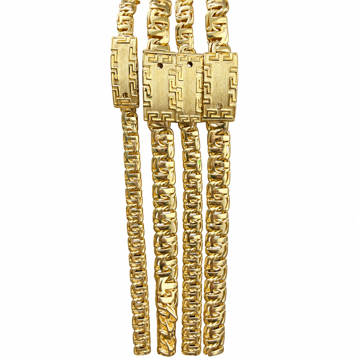 14KT Gold Chain Hollow T Bar Greek Chino Link with Greek Pin Lock 8mm
