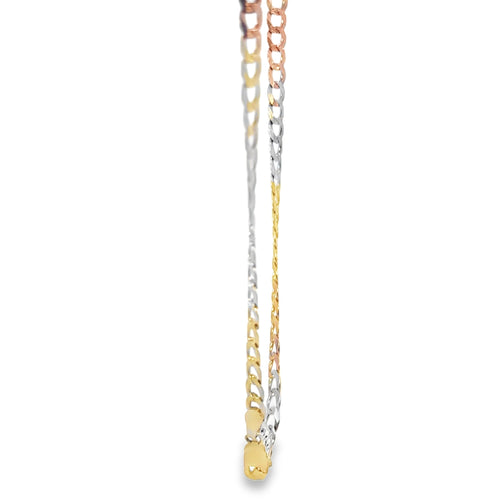 14KT Gold Chain Hollow Tri Tone Curb 4.5mm