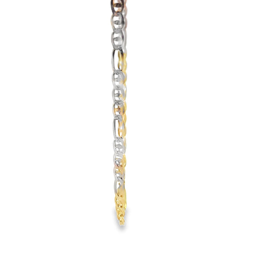 14KT Gold Chain Hollow Tri Tone Figaro Mariner 4.5mm
