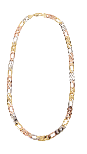 14KT Gold Chain Hollow Tri Tone Figaro Mariner 10mm