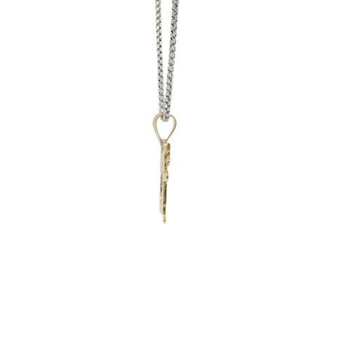 14KT Gold Charm Jumbo Tri Tone Girl / Girl Twins with Plain Bell