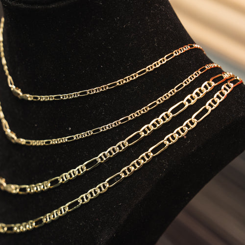 14KT Gold Chain Solid Figaro Mariner 4mm