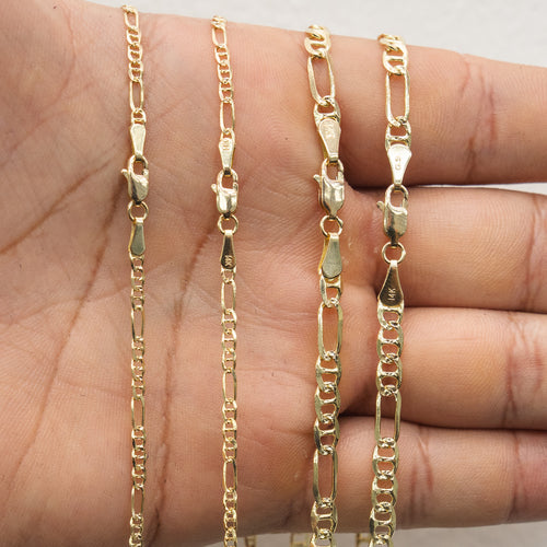 14KT Gold Chain Solid Figaro Mariner 4mm