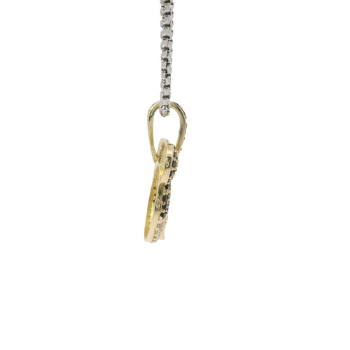 14KT Gold Charm Mickey Mouse Head with White CZ Stone Face Black CZ Ears and Bell
