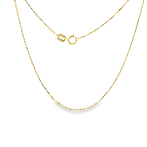 14KT Gold Solid Thin Chain Box Link with Spring Lock Clasp .7mm