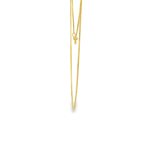 14KT Gold Solid Thin Chain Box Link with Spring Lock Clasp .7mm