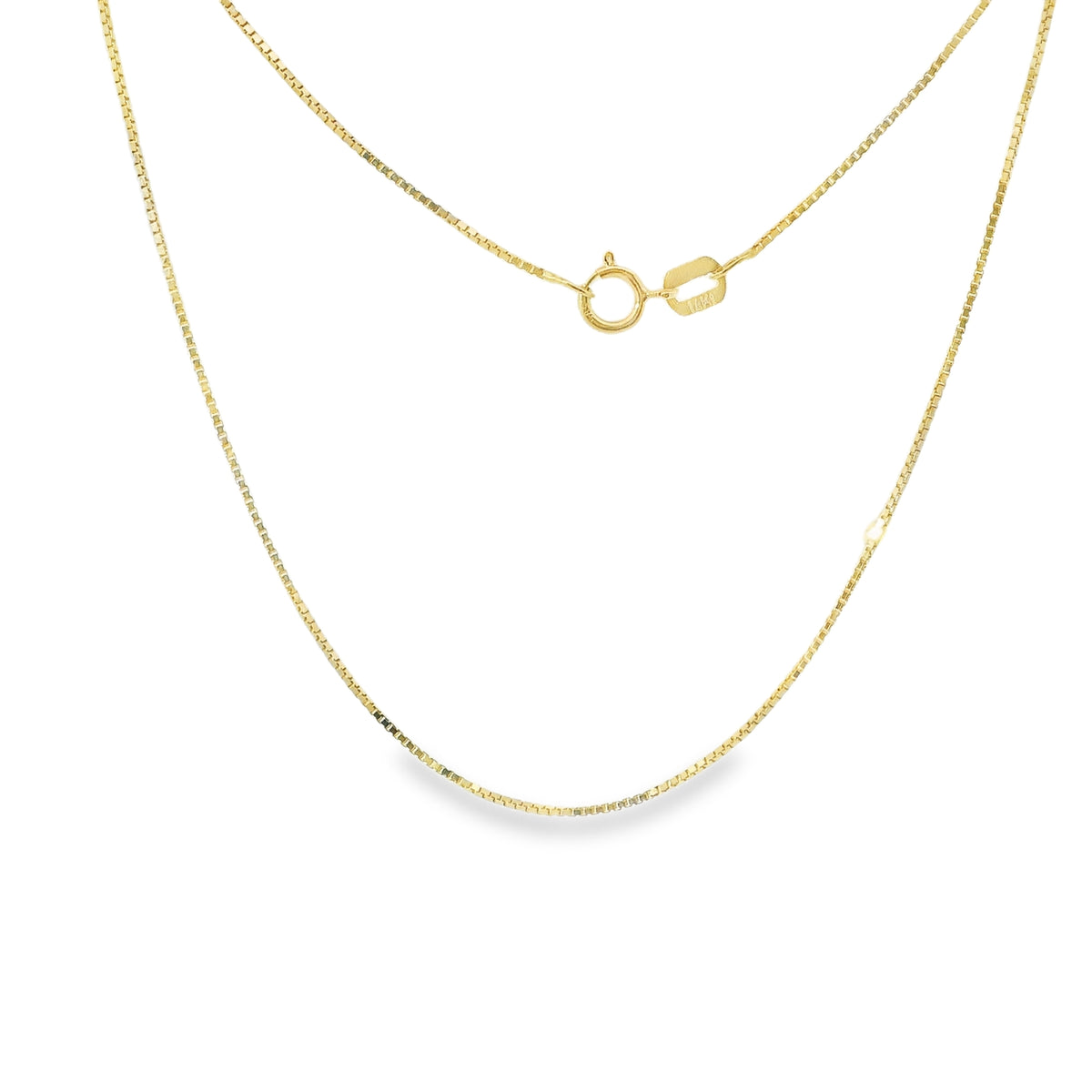 14KT Gold Solid Thin Chain Box Link with Spring Lock Clasp .7mm