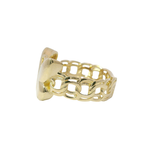 14KT Gold Ring Women's Plain Butterfly Center with Chino Link Band