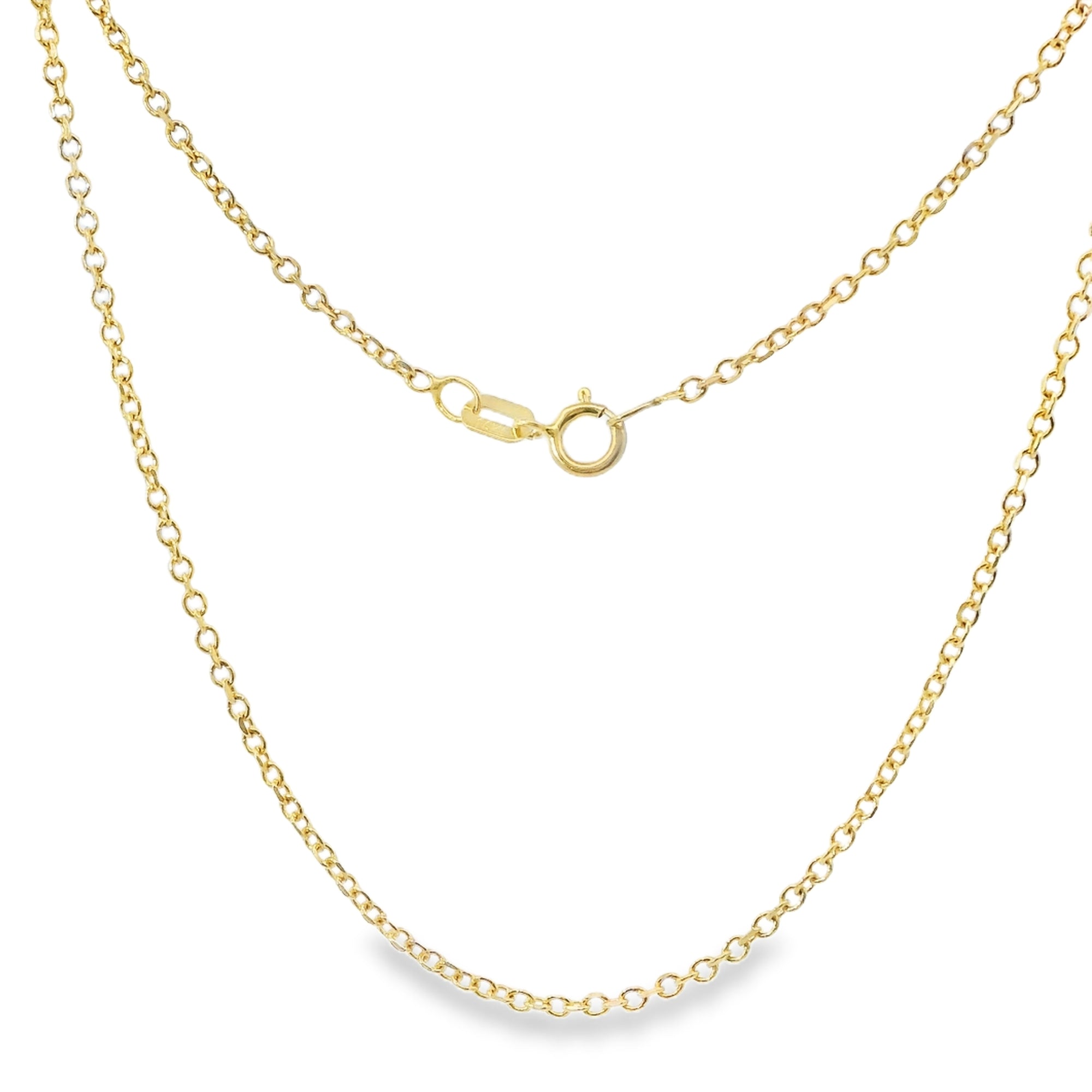 14KT Gold Solid Thin Chain Cable Link with Spring Lock Clasp .7mm