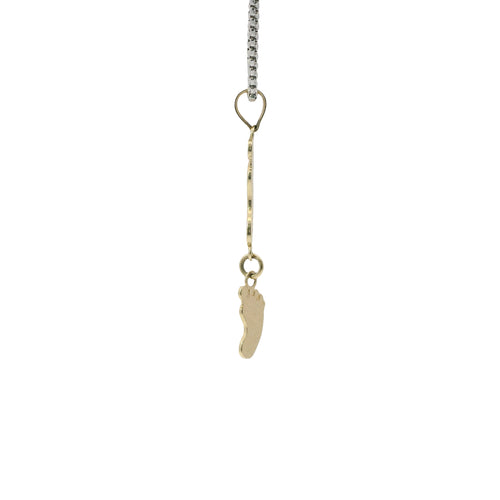 14KT Gold Charm Medium Double Vertical Feet with Plain Bell