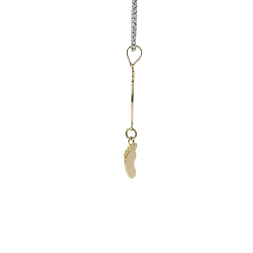 14KT Gold Charm Medium Double Vertical Feet with Plain Bell