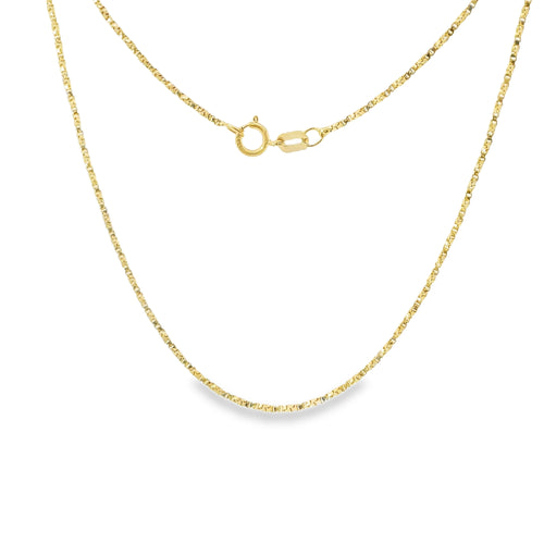 14KT Gold Solid Thin Chain Disco Box Link with Spring Lock Clasp 1mm