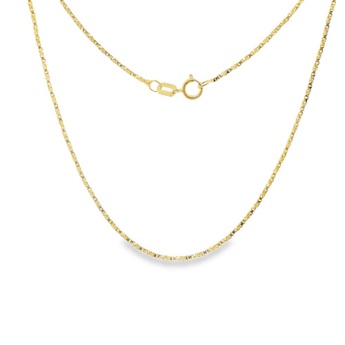 14KT Gold Solid Thin Chain Disco Box Link with Spring Lock Clasp 1mm