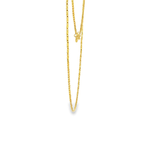 14KT Gold Solid Thin Chain Disco Box Link with Spring Lock Clasp 1mm
