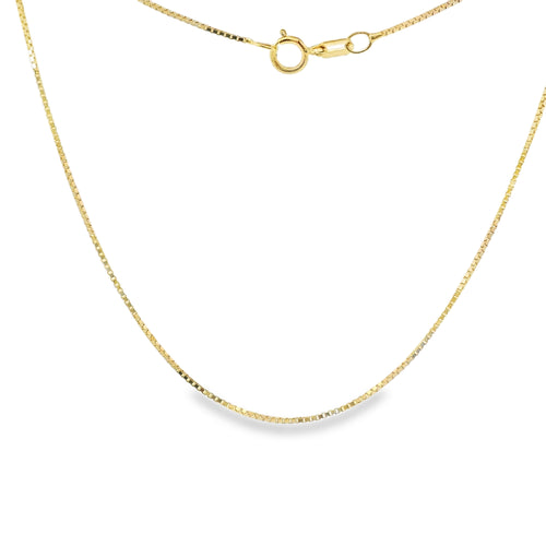 14KT Gold Solid Thin Chain Disco Box Link with Spring Lock Clasp .8mm