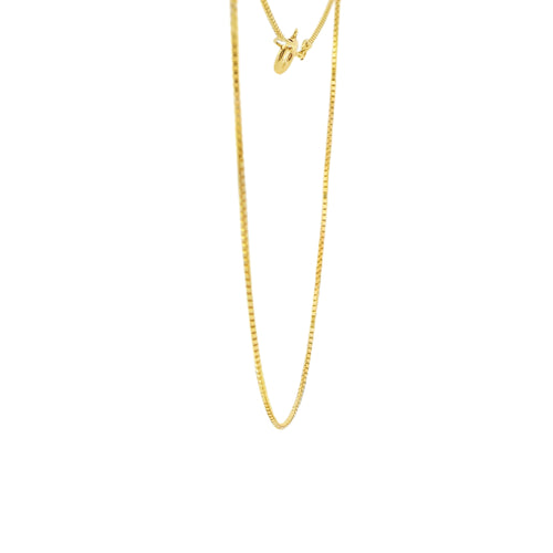 14KT Gold Solid Thin Chain Box Link with Spring Lock Clasp .5mm