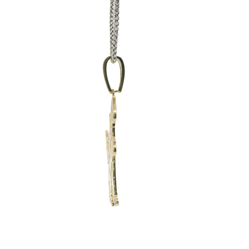 14KT Gold Charm Large Lilo and Stich Enamel with White CZ Stone Body and Bell