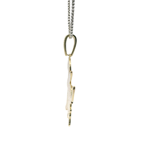 14KT Gold Charm Large Lilo and Stich Enamel with White CZ Stone Body and Bell