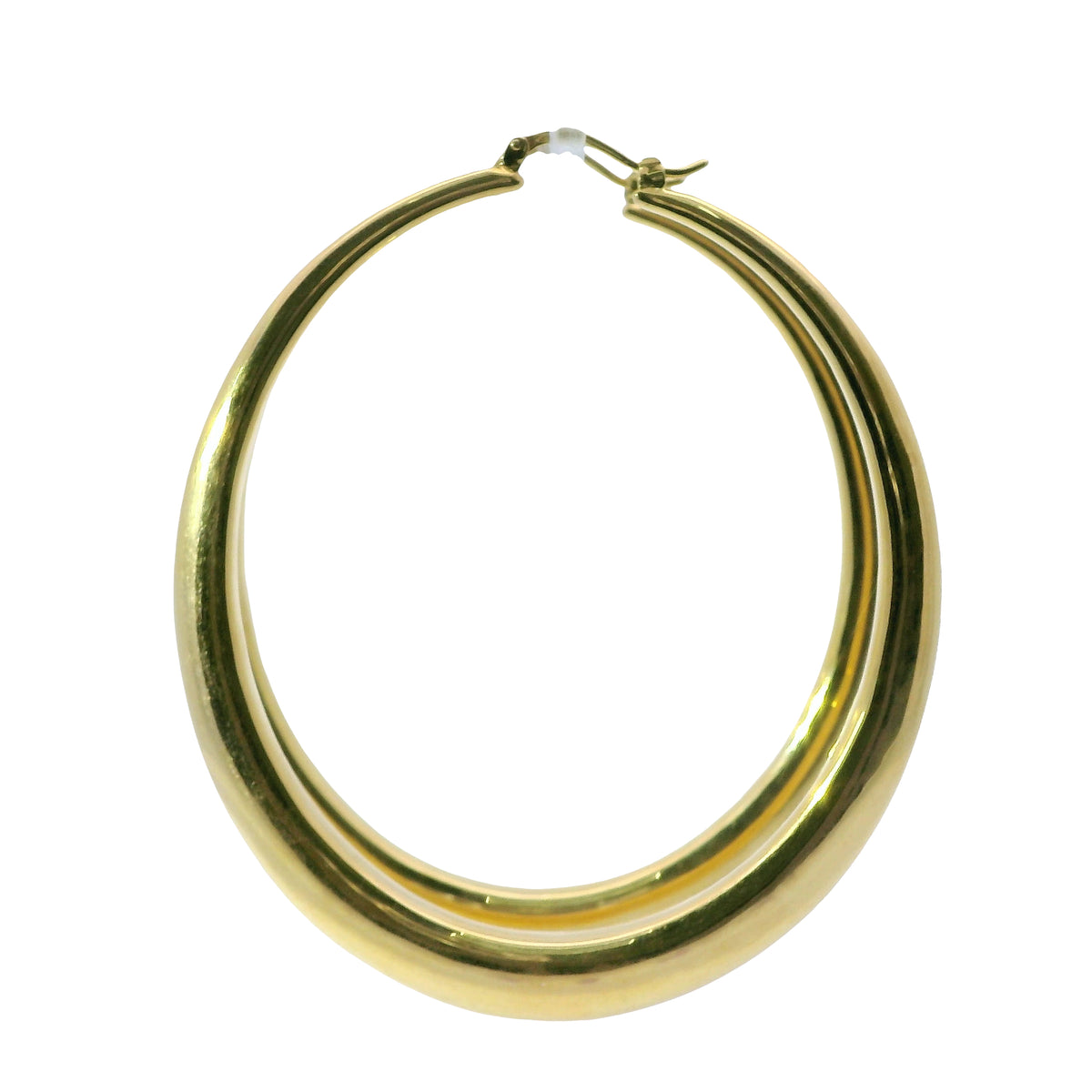 14KT Gold Earrings Plain Oval Hoops 65mm Hollow Tube 5mm